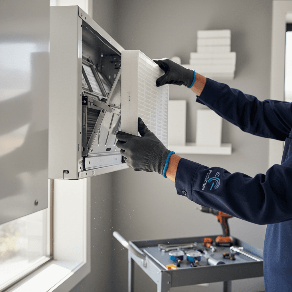 Air filter replacement during a maintenance visit